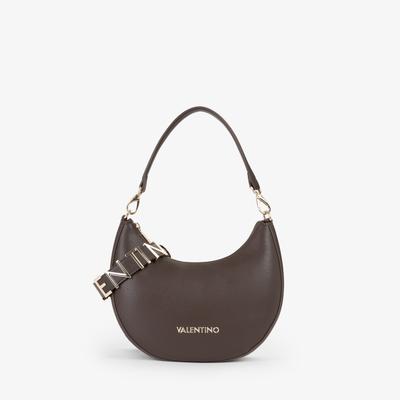 Hobo VALENTINO BAGS "ALEXIA", Damen, Gr. B/H/T: 29cm x 24cm x 10cm, braun (dunkelbraun), Lederimitat, unifarben, Taschen Hobo, Damen Handtasche, Schultertasche, Umhängetasche mit Logoschriftzug