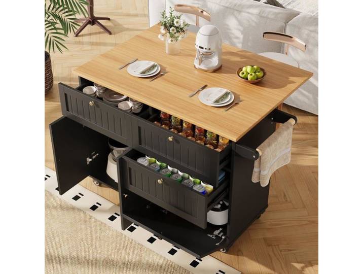 Îlot de cuisine moderne armoire de cuisine armoire de buffet table à manger multifonctionnelle avec espace de rangement chariot à