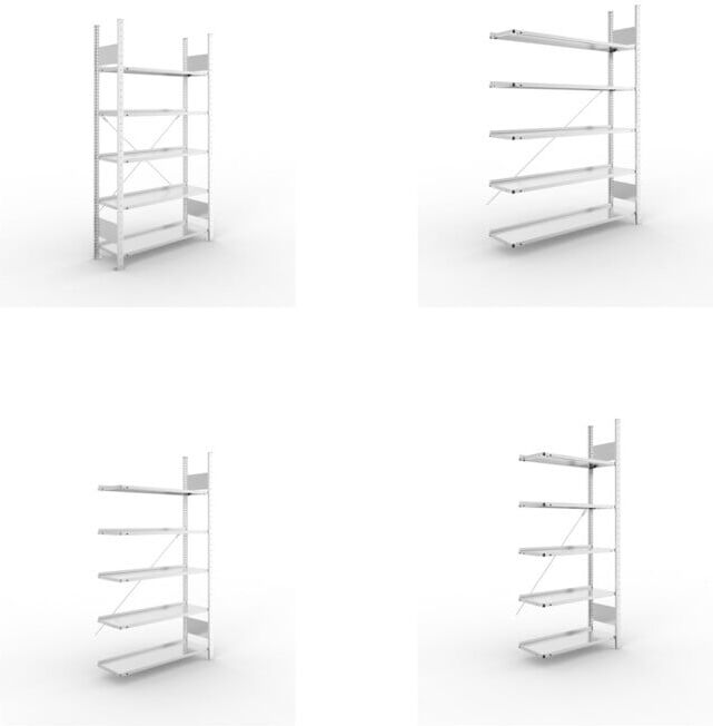 Meta Set Büroregal S3 COMPACT, 1850x1000x300 mm mit 5 Böden + Büro-Anbauregal S3 COMPACT, 1850x1000x300 mm mit 5 Böden + Büro-Anbauregal S3 COMPACT, 1850x1250x300 mm mit 5 Böden + Büro-Anbauregal S3 COMPACT, 1850x750x300 mm mit 5 Böden