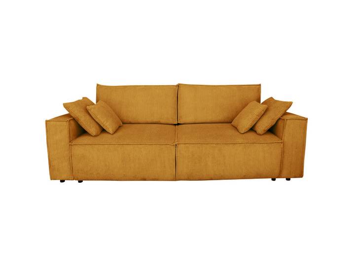 Carryhome Schlafsofa, Currygelb, Kunststoff, 2-Sitzer, Füllung: Silikon,Silikon,Silikon, 240x89x100 cm, Liegefunktion, Schlafen auf Sitzhöhe, Rücken echt, Wohnzimmer, Sofas & Couches, Schlafsofas, Schlafsofas mit Bettkasten