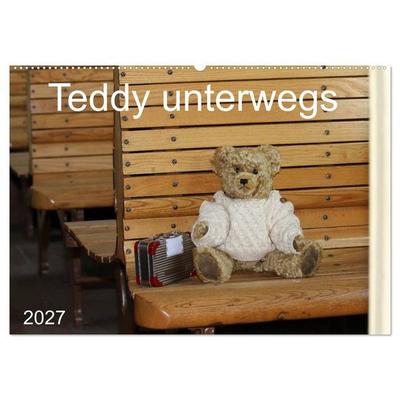 Teddy unterwegs (Wandkalender 2027 DIN A2 quer), CALVENDO Monatskalender