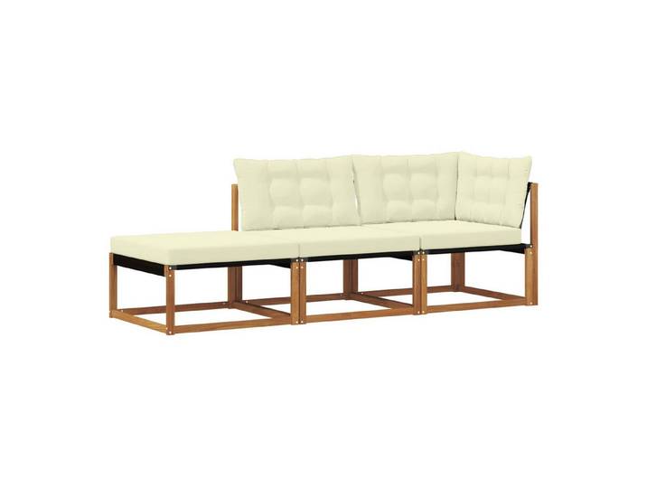 vidaXL Sofaelement 3 stk. Ecksofa-Einheiten für draußen Massivholz Natur (3 St)
