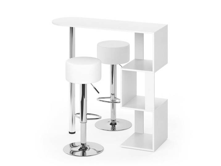 Vicco Bartisch-Set Vincent Weiß 113 x 39.8 cm mit 2 Barhockern, Holzwerkstoff, Rechteckig,Rechteckig, 113x111.8x39.8 cm, Esszimmer, Barmöbel, Bartisch