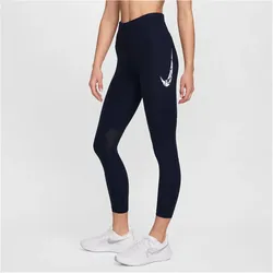 NIKE Swoosh Fast Mid-Rise 7/8-Leggings Damen 451 - obsidian/white L