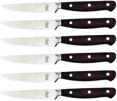 "BergHOFF Pakka Wood 6pc Stainless Steel Steak Knife Set 4.75"""
