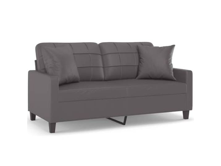 Todiikf 2-Sitzer Sofa Kunstleder Grau 140 cm Couch mit 2 Zierkissen Modernes Kunstledersofa in Grau für Wohnzimmer und Büro, inklusive 2 Zierkissen und stabilem Metallgestell.