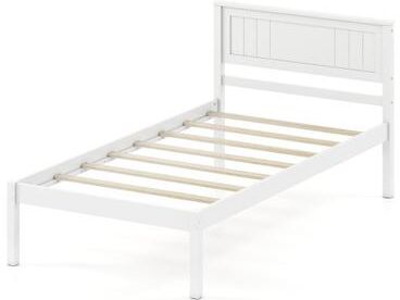 Costway Twin/Full/Queen Size Sturdy Wooden Bed Frame with Headboard and Slat Support-Twin Size