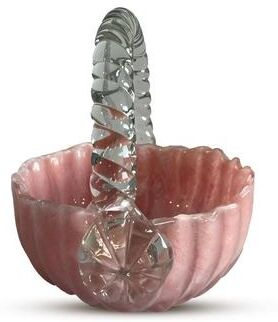 Aria Home Pink Blossom Charm Glass Basket for Decor & Serving