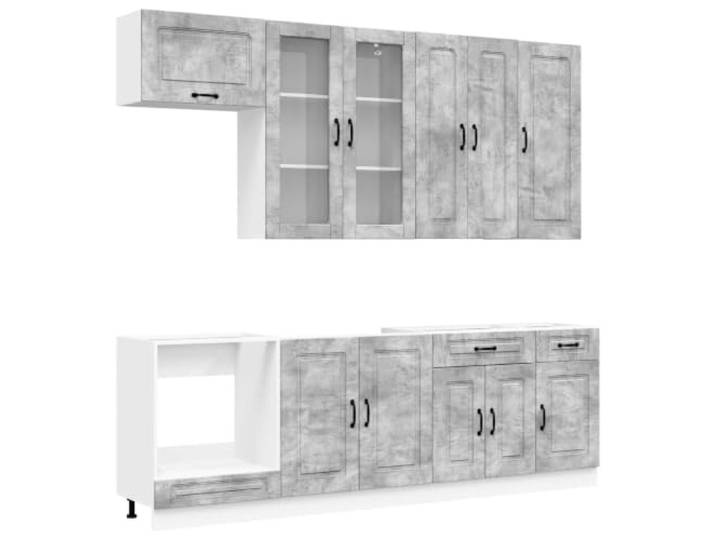 HKTMGDNG 8-Tlg Küchenzeile KALMAR Betongrau aus Holzwerkstoff Flexibles 8-teiliges Einbauküchen-Set für Ihre Küche mit verstellbaren Füßen und viel Stauraum für Kochgeschirr.
