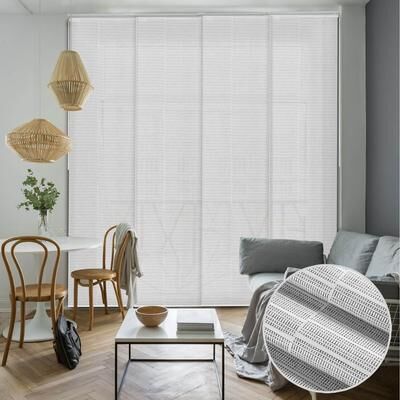 "GoDear Design Natural Woven Adjustable Sliding Panel Track Blinds, Vertical Blinds, Timeless Series, 45.8""- 86"" W x 96"" L"