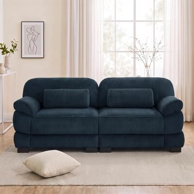 Loedds 76.4-Inch 2-Seat Corduroy Loveseat Sofa with Deep Seats
