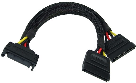 Phobya SATA Strom Y-Kabel SATA Buchse an 2x SATA Stecker - Schwa...