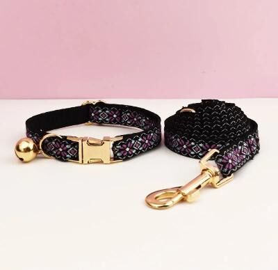 Uplift Essentials Premium Adjustable Metal Hardware Cat Collar & Leash Set style 11 l