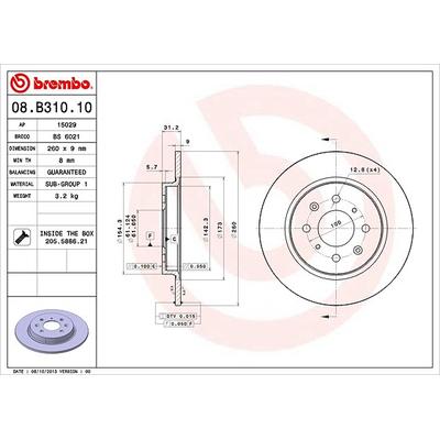 Brembo Bremsscheibe [Hersteller-Nr. 08.B310.10] für Honda