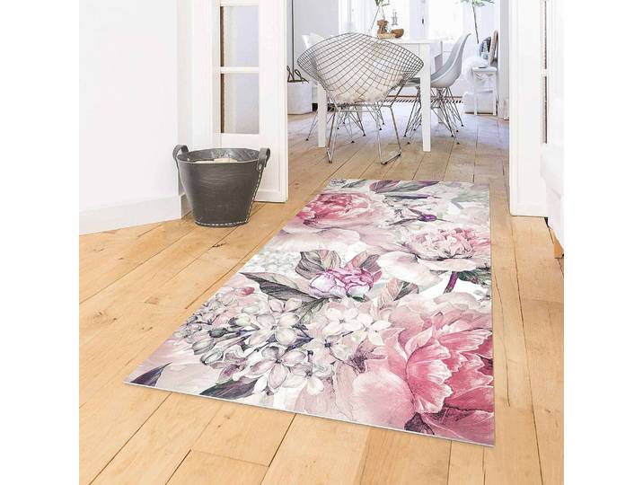 Vinylteppich Aquarell Pfingstrosen 110 x 220cm Pink