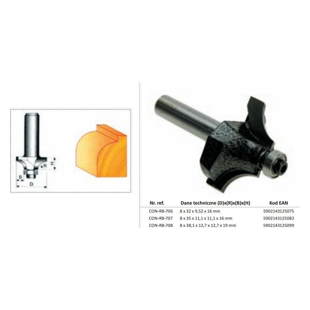 Condor Holzrundfräser 38 x 12,7 x 19 mm, Schaft 8 mm (CON-RB-708) (CON-RB-708)