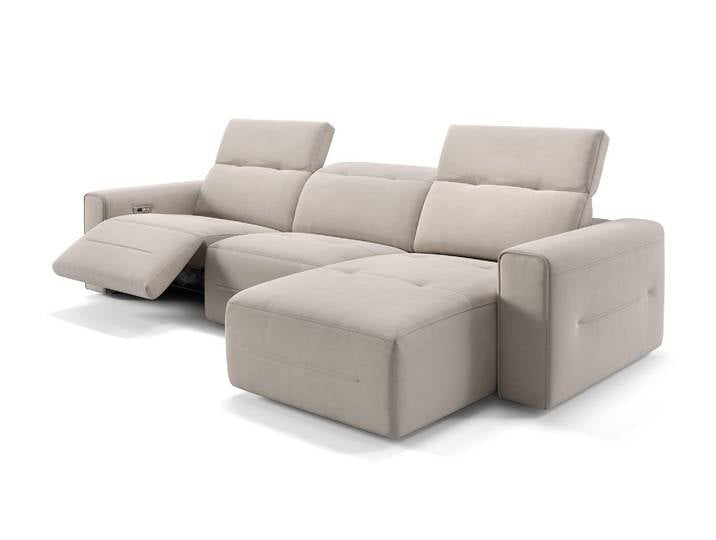 Stoff Ecksofa CANNES Relaxfunktion Wohnlandschaft Elektrisches Sofa