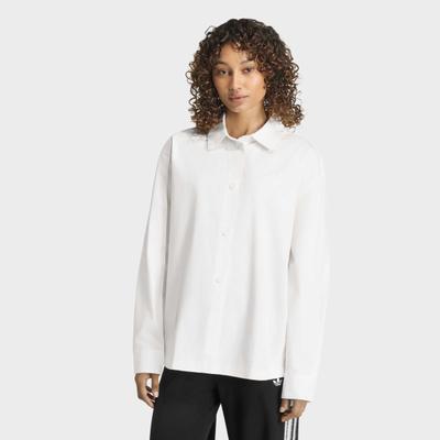 Langarmshirt ADIDAS ORIGINALS "3-STREIFEN HEMD", Damen, Gr. L, weiß (clowhi, clowhi), Obermaterial: 100% Baumwolle, Shirts Langarmshirt, lockere Passform, sportlicher Stil