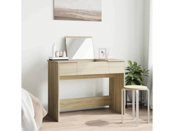 Coiffeuse - minimaliste moderne - avec miroir chêne sonoma 100x45x76 cm(48889) ZLH