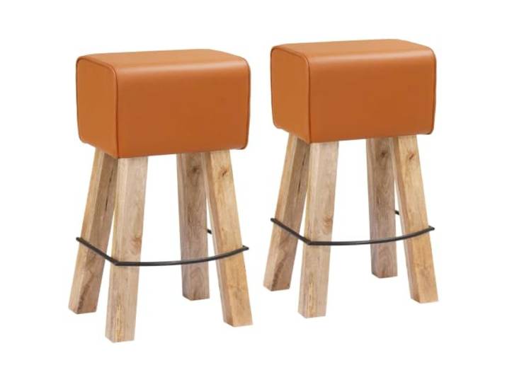 vidaXL Barhocker 2 stk. Braun 44 x 33 x 74 cm Echtes Leder Die Echtledersitze haben eine weiche Schaumstofffüllung. Die Beine aus massivem Mangoholz bieten starken Halt