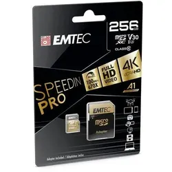 Emtec SpeedIN Pro (256 GB, microSDXC, U3, UHS-I), Speicherkarte, Braun