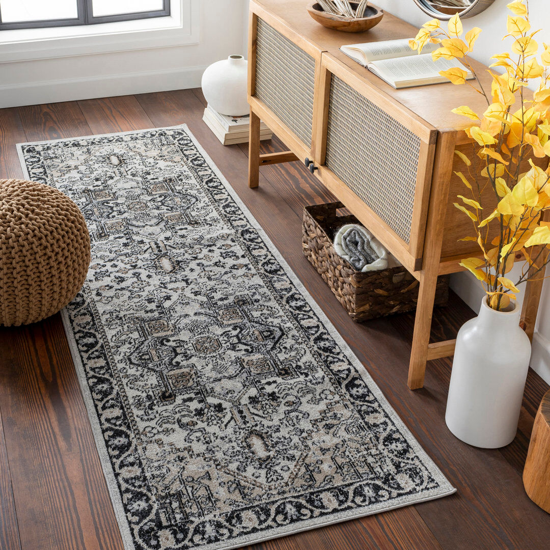 Langley Street Casanova Moroccan Machine Woven Rug Beige;Black;Gray Runner 80cm x 220cm