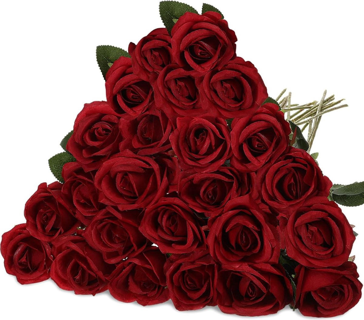 ROSIFY Set van 15 zijden kunstrozen - Donkerrood - 50 cm
