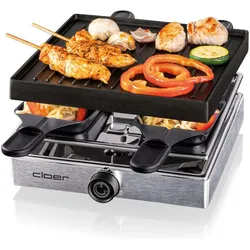 Cloer Raclette-Grill 6454, Racletteofen, Schwarz, Silber