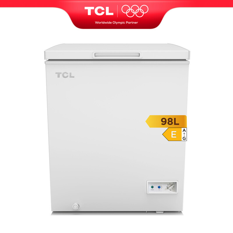 TCL CF126EWE0NL vriezer, 98 liter, inclusief opbergmand en deksel met balanssysteem, Energieklasse E