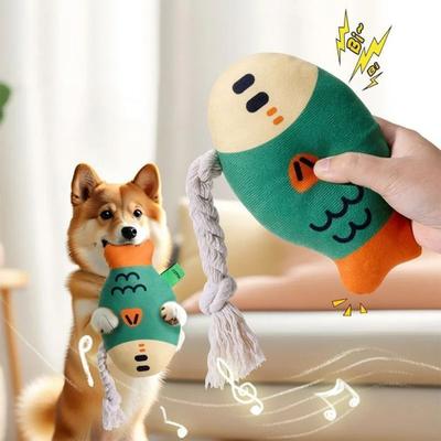 Uplift Essentials Reinforced Plush Squeaky Toy High Durability Dental Chew & Interactive Molar Training Tool For Puppies & Dogs green
