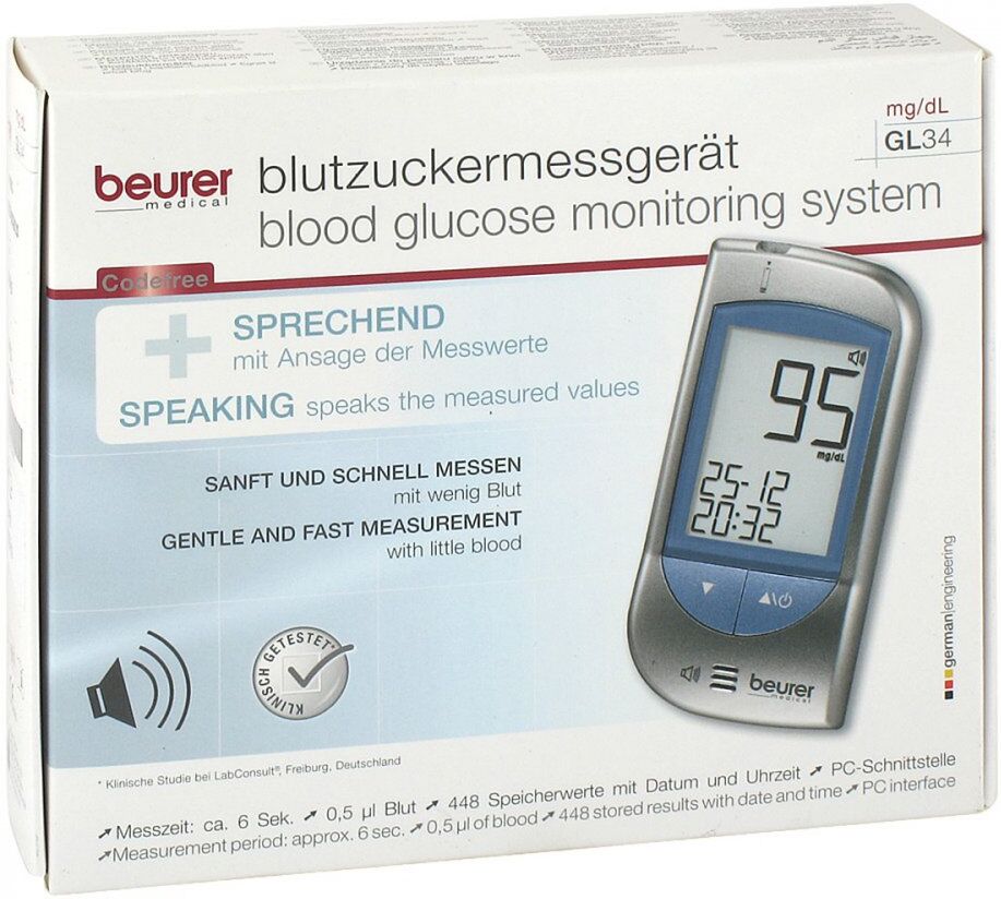 Beurer Gl34 Blutzuckermessgerät mg/dl