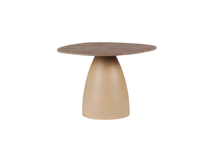 Asymmetrischer, massiver Design Couchtisch „Stanley“ Mangoholz Natural / Beige Ø 60 cm Bizzotto