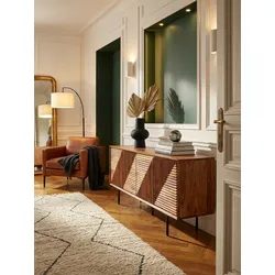 Lowboard Massivholz Modern Stil 140x54x33 cm mit vier Türen