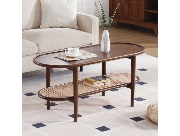 Wahson Table Basse Salon Table Basse Bois avec Rangement Table Basse Moderne et Vintage Table Rétro pour Chambre et Cafés Noir