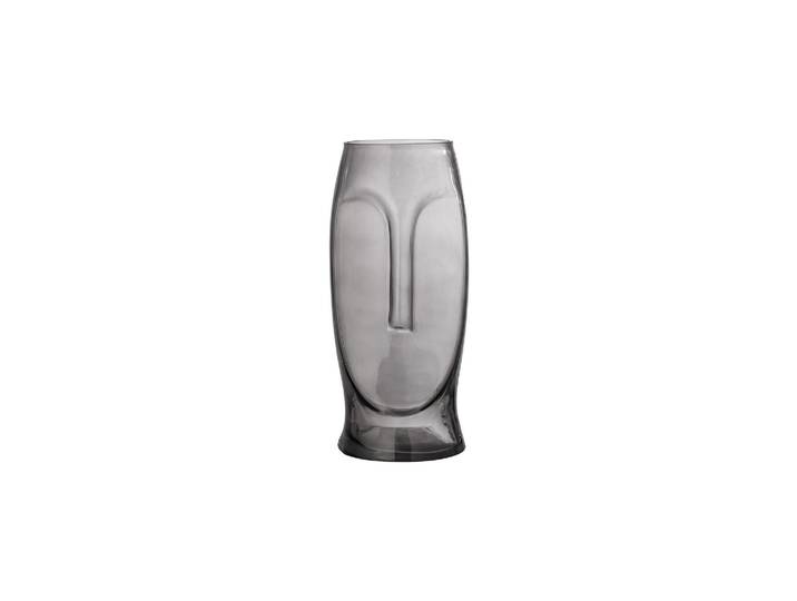 Vase en verre gris, forme visage, à poser - Bloomingville, Ditta