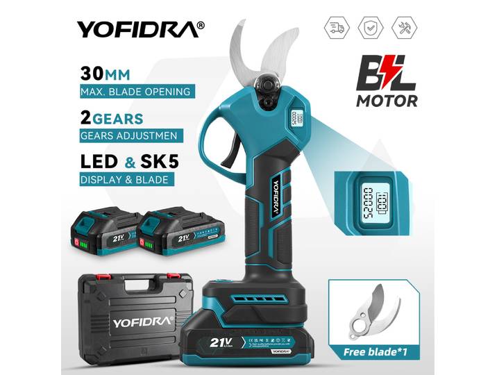 YOFIDRA 30mm cisaille électrique sans brosse 2 vitesses ciseaux sans fil coupe-branche d'arbre outil de jardin pour Makita 21V batterie broche