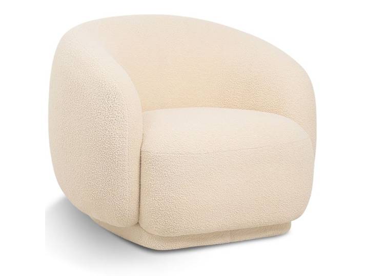 Fauteuil Rembourré en Tissu Bouclé - Design Courbé - Wendry Crème