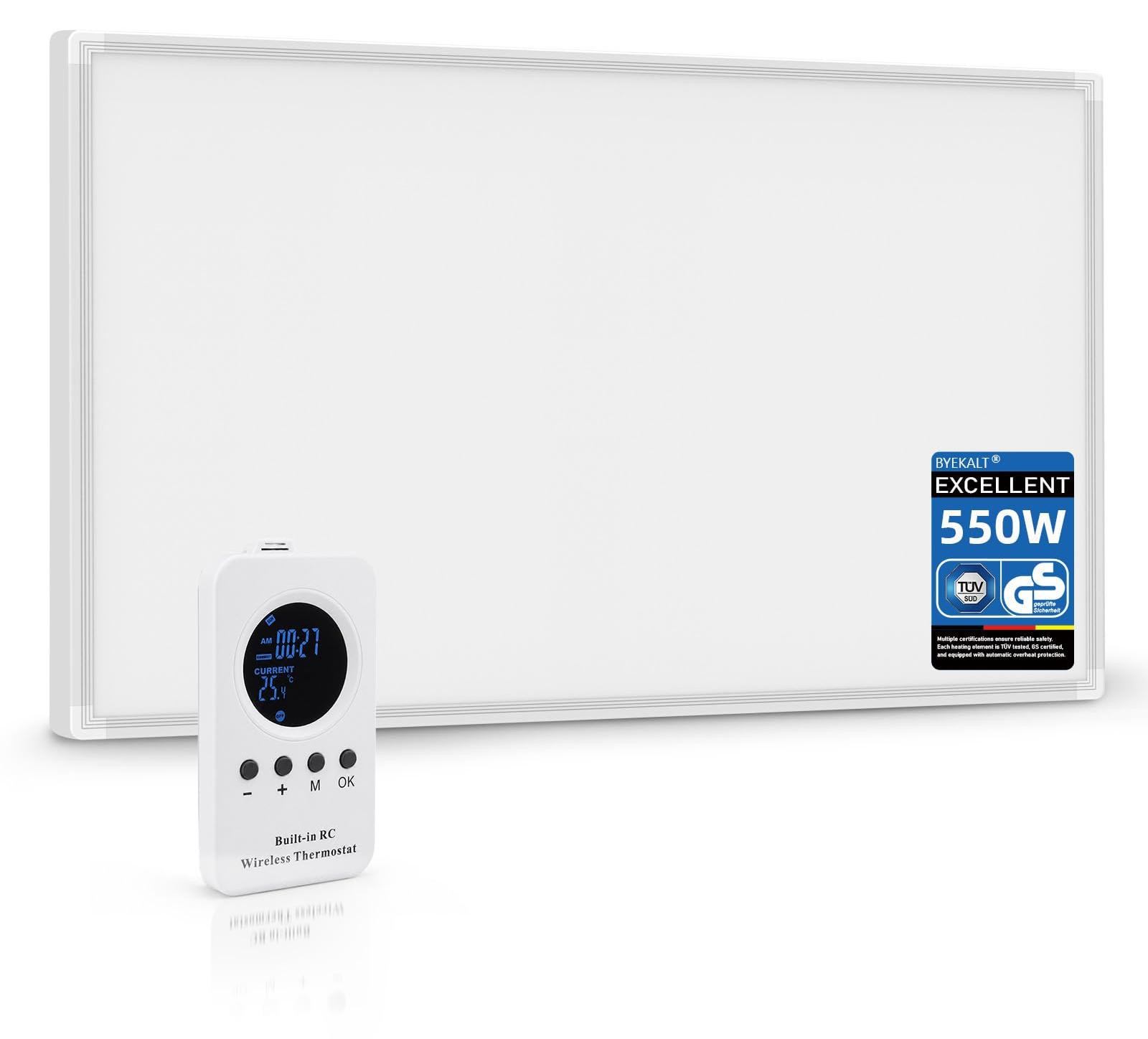 Selius Elektrische Infraroodkachel 550 W - Wit - Wandmontage - Programmeerbare Thermostaat