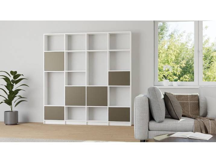 Moderne Bücherwand nach Maß MDF Beschichtet MDF Weiß matt