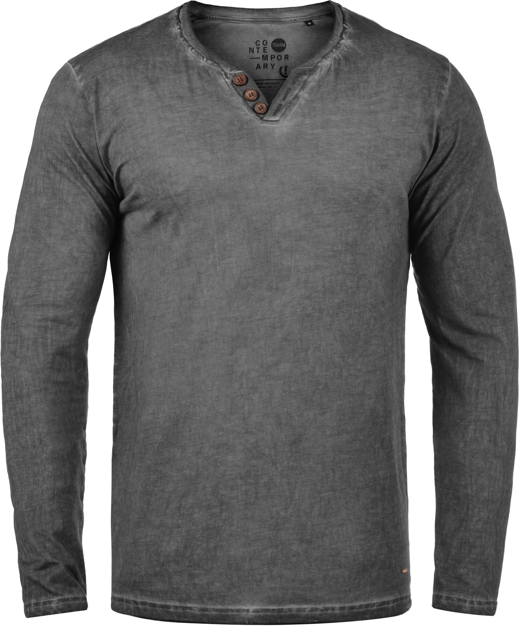 !solid V-Shirt SOLID "V-Shirt SDTinox", Herren, Gr. L, grau (dunkelgrau), Obermaterial: 100% Baumwolle CO., Shirts V-Shirt