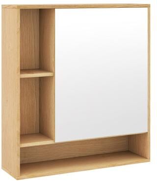 Costway Wall Mounted Bathroom Cabinet with Mirror Single Door-Natural