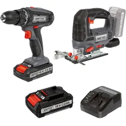 Kraftixx by Einhell 18V Set Akkuschrauber Stichsäge 2,0Ah Akku & Ladegerät
