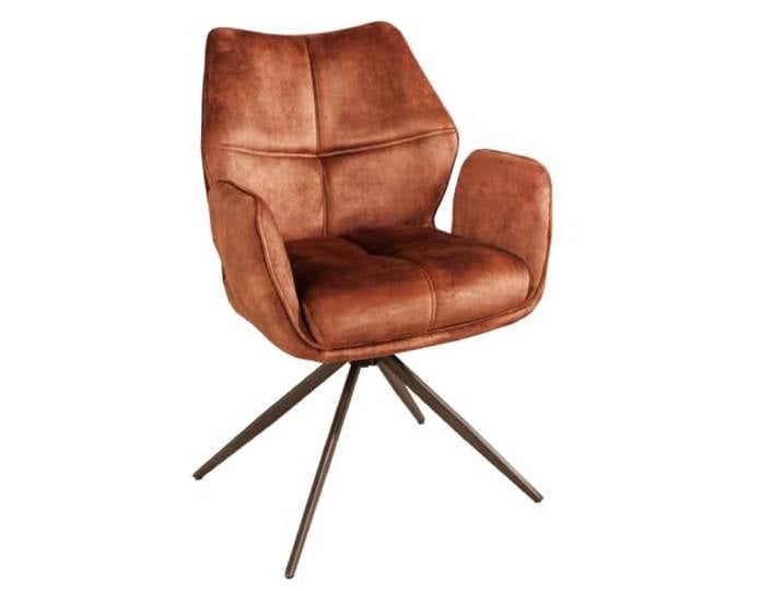 Riess Ambiente Drehbarer Design Stuhl Concord - rost braun - Samt Metall Taschenfederkern, 180° Drehfunktion, mit Kunststoff-Bodenschonern, Gestell: braun