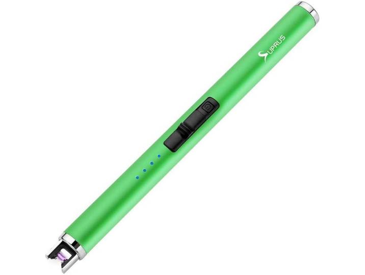 Stabfeuerzeug Plasma USB Aufladbar Grün, Hellgrün, Kunststoff, 4x1.9x17.8 cm, Küchenzubehör, Küchenhelfer