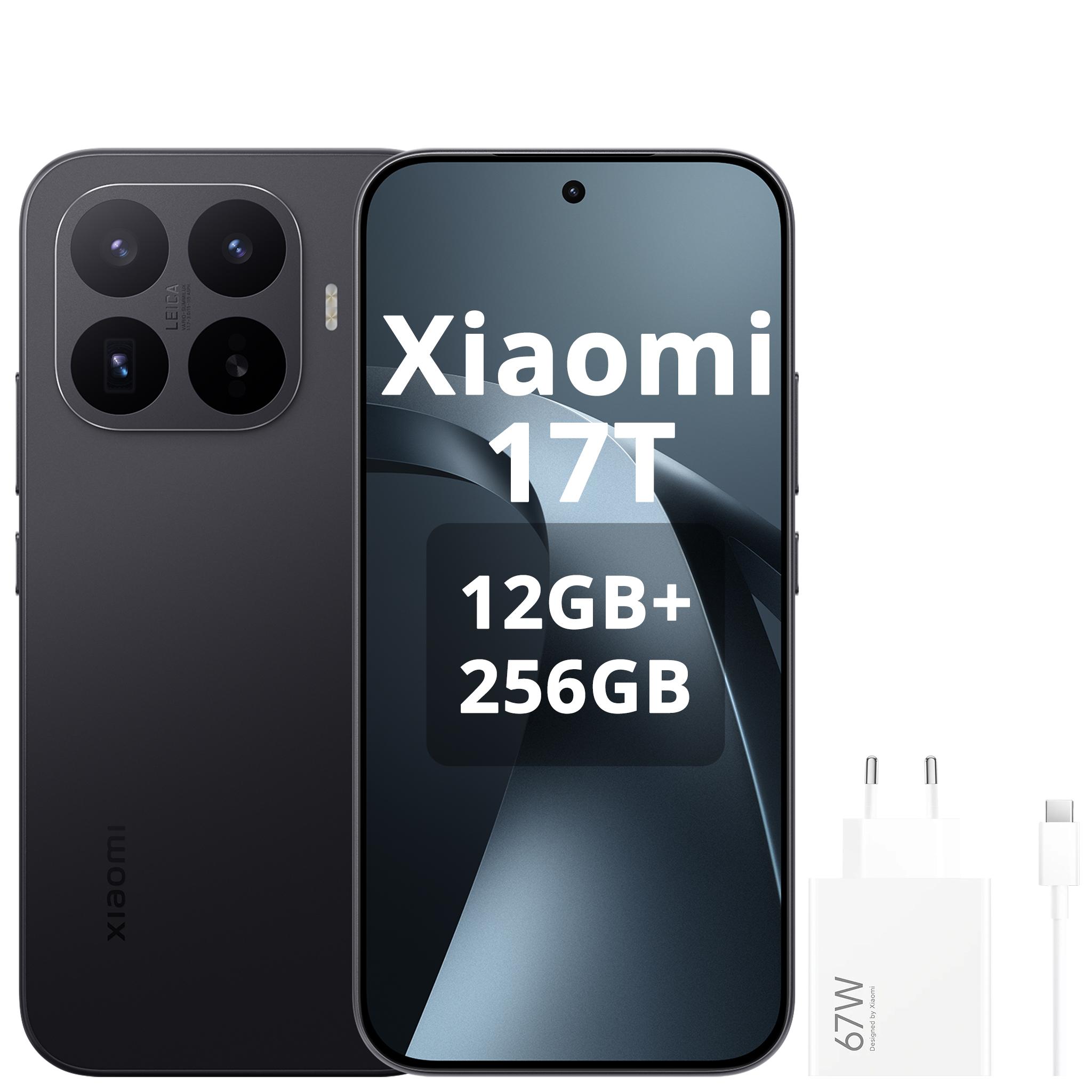 Xiaomi 17T 5G 256GB 12GB, 6,59" 120Hz augenschonendes Display, 6500mAh, 67W HyperCharge, Leica 5X Telekamera, Dual-SIM, Schwarz (mit Netzteil)