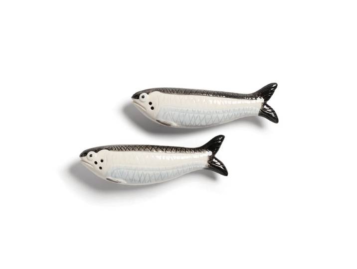 &klevering - Salz- und Pfefferstreuer, Sardine, schwarz / weiss