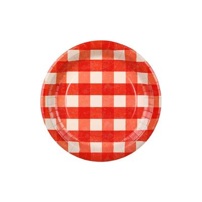 PartyDeco 6x Pappteller kariert, Mix, 27 cm