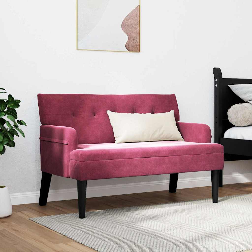 vidaXL Chesterfield Bench Bordeaux 112 x 65,5 x 75 cm Velours