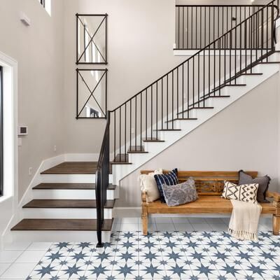 Merola Tile "Stella Azul 9-3/4"" x 9-3/4"" Porcelain Floor and Wall Tile"