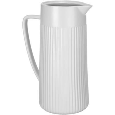 Karaffe "REFIA", weiß, B:16,5cm H:22cm T:10,5cm Ø:10,5cm, Steinzeug, SCHÖNER WOHNEN-KOLLEKTION, Karaffen, Karaffe, Keramik Krug, 1,25l mit eleganter Rifferlung